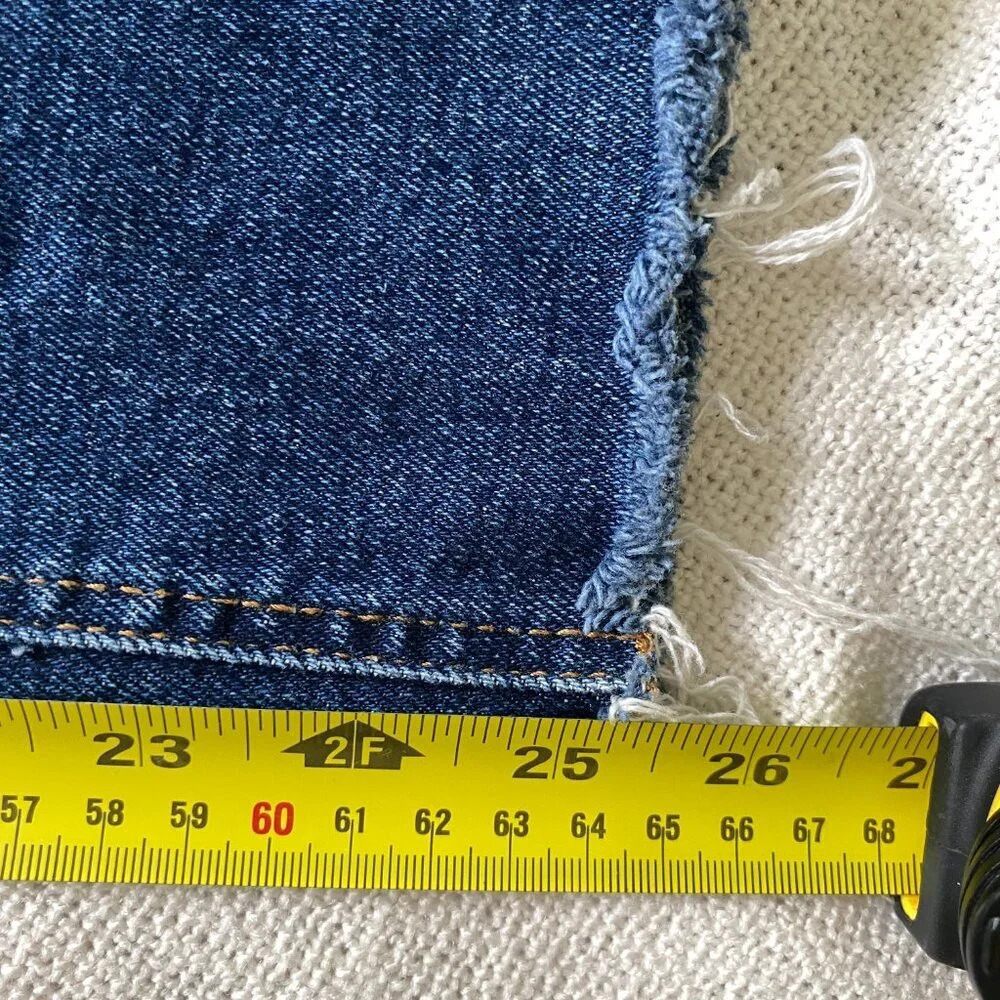 BUFFALO David Bitton Semi High Rise Slim Straight Dark Wash Distressed Hem Jeans - Picture 11 of 13
